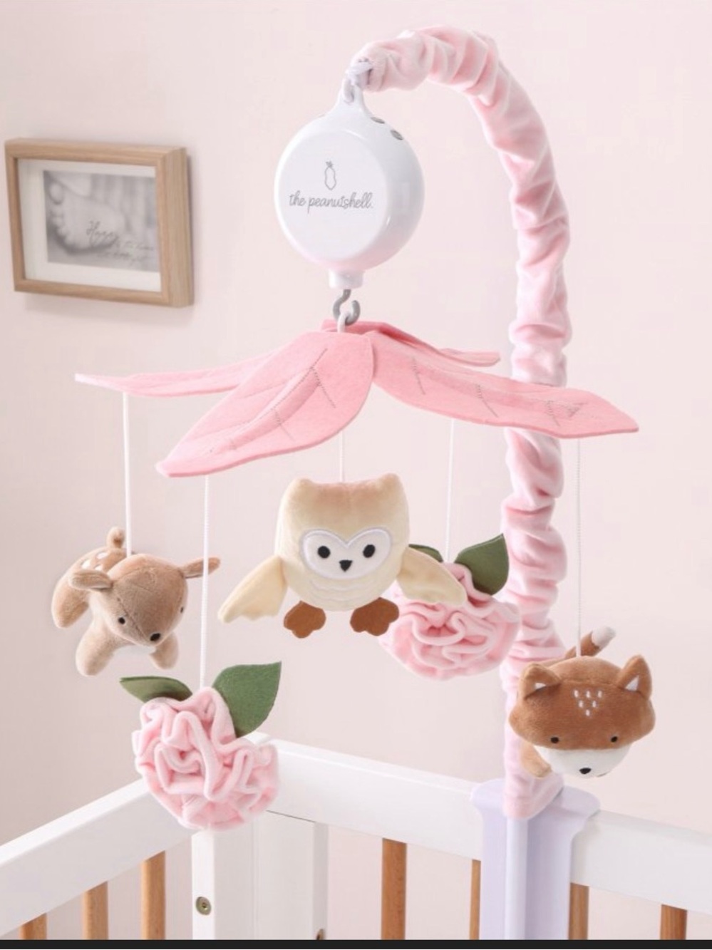 The Peanutshell Pink Woodland Musical Crib Mobile. In working order👍